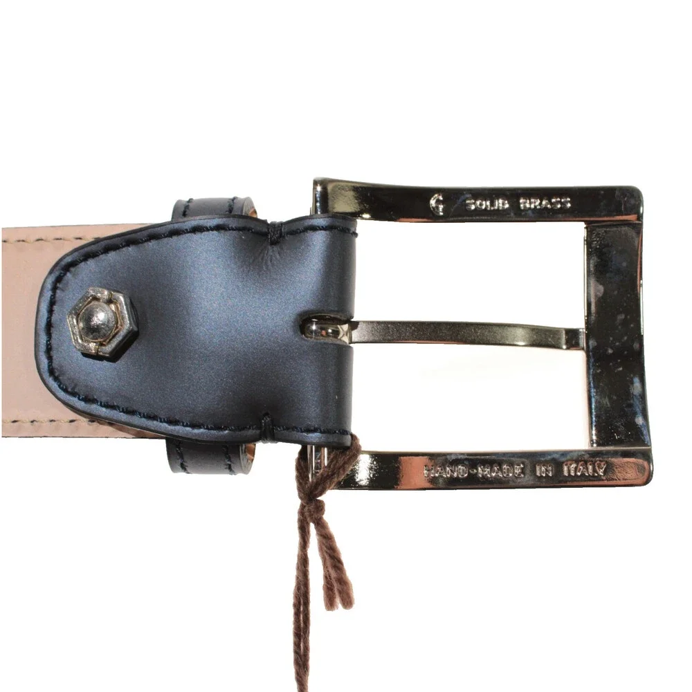 Di Bianco NWT Cut to Size Dress Belt In Solid Navy Blue Leather One Size